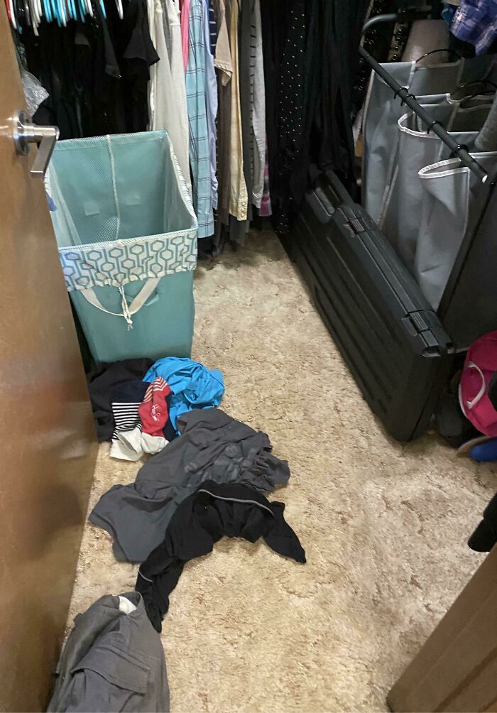 This Is What My Husband Does With His Dirty Clothes… There’re Four Baskets
