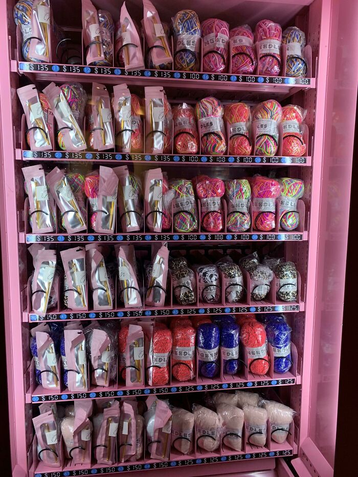 A Vending Machine Full Of Crochet Materials
