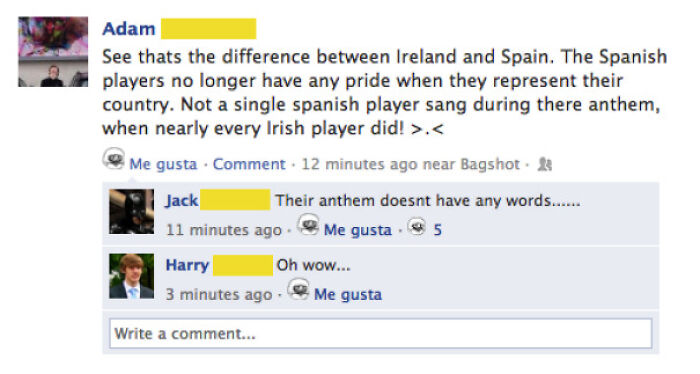 Embarrassing cringe pic comment mix-up about national anthems with humorous replies.