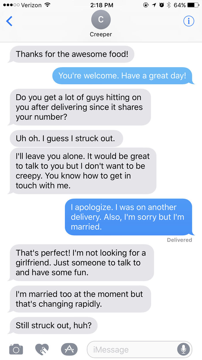 Delivered Lunch To A Guy At His Workplace Today Who Had Trouble Taking A Hint