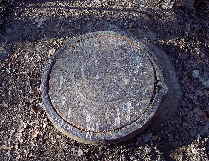 I Found A Pac-Man Manhole Cover In The Middle Of The Woods This Afternoon