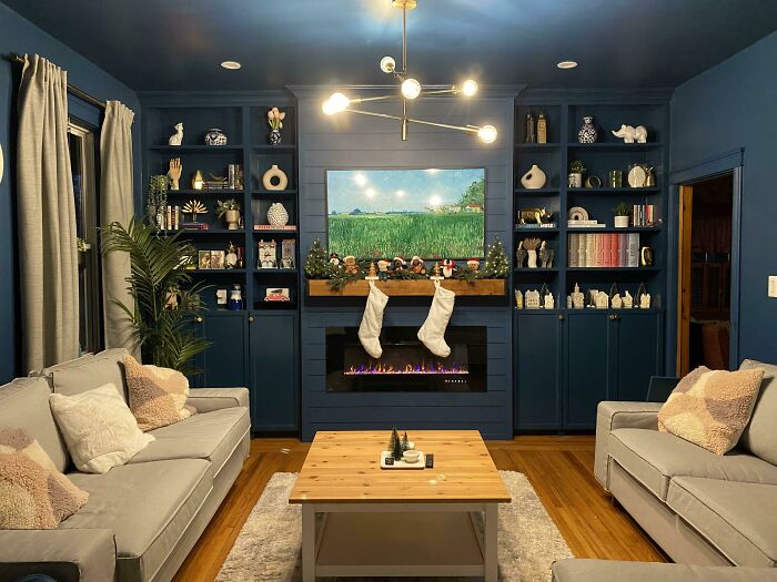 Built In And Painted My Billy Bookshelves And It Turned Out Great