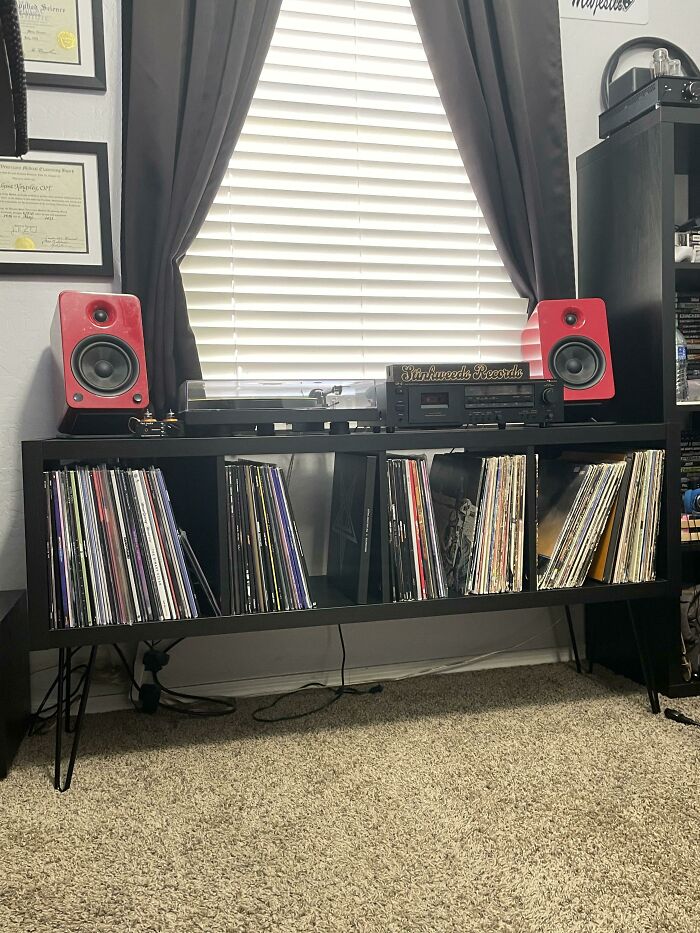 A Most Basic Hack, But Some Amazon Hairpin Legs On My Kallax Really Brings It To Life