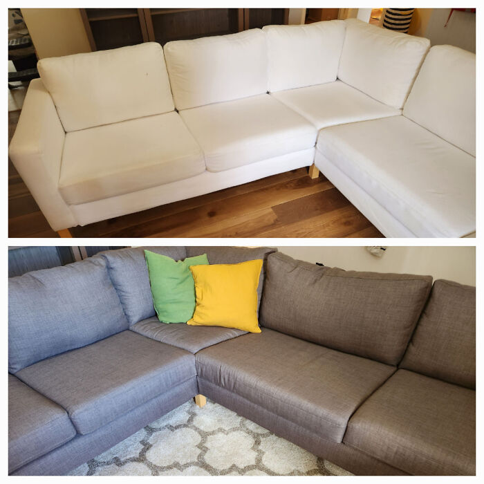 IKEA Karlstad: 7 Year Old White Cover vs. New Cover From Comfort Works
