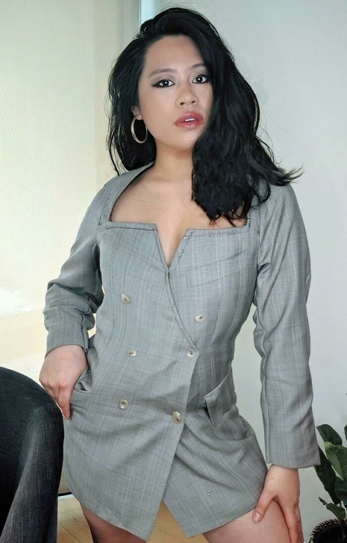 Upcycled Dad's Old Suit Into A Dress