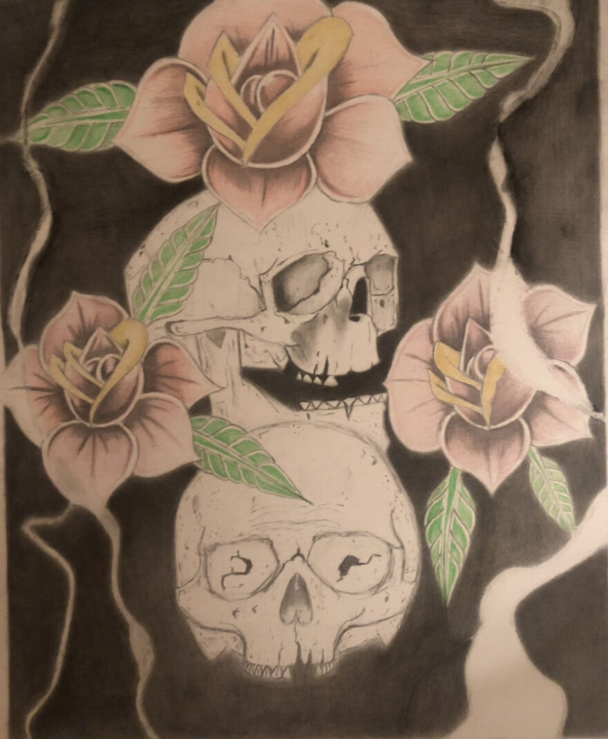 Skull And Flowers