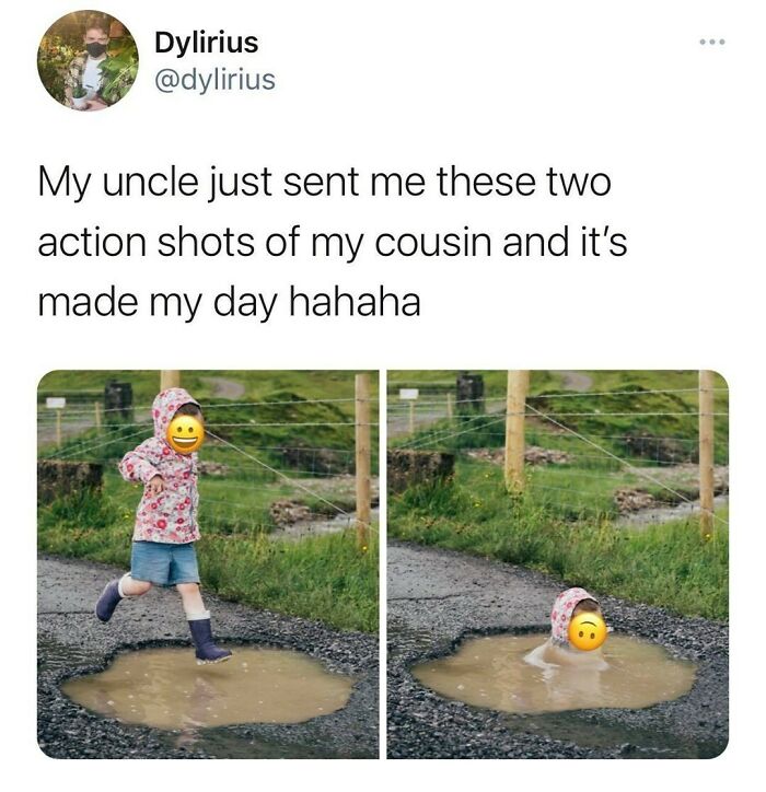 Child wearing rain boots jumping and falling into a muddy puddle in rural Ireland showcasing why Ireland is a world apart.