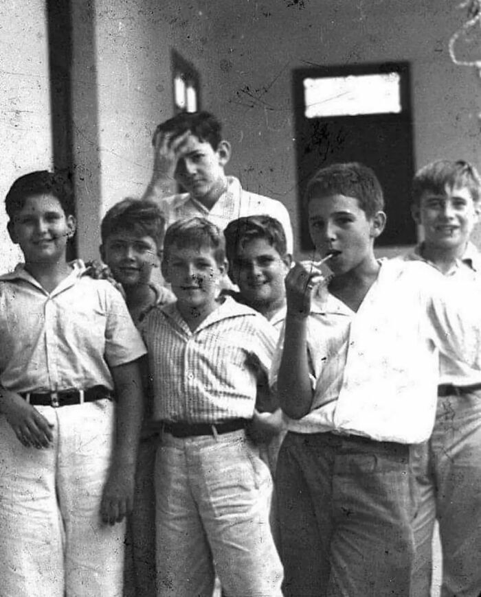 A Group Of Havana Schoolboys In 1937. The Boy With The Lollipop Is Fidel Castro