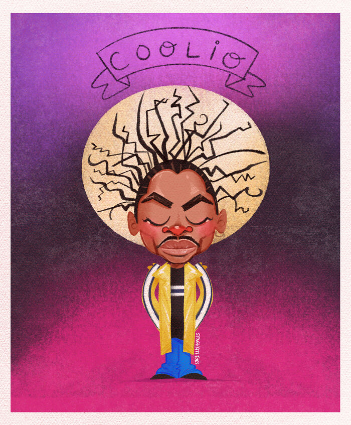 Tribute illustration of a man with braided hair and closed eyes, honoring those we lost in 2022 with artistic respect.