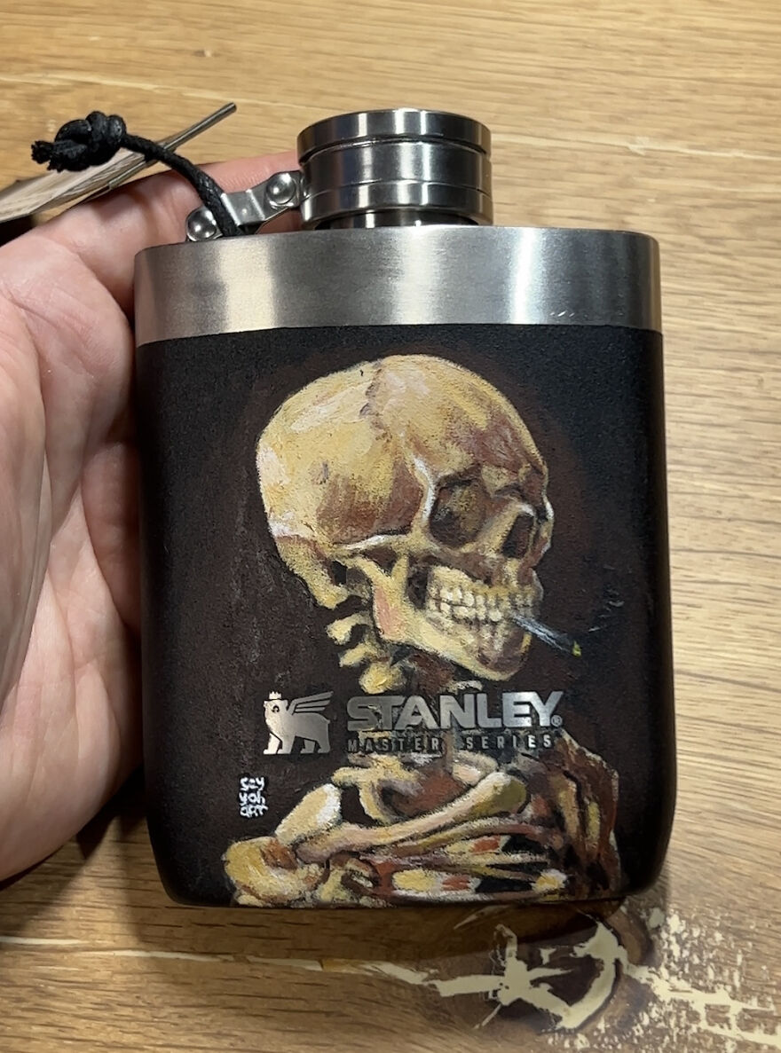 Head Of A Skeleton With A Burning Cigarette