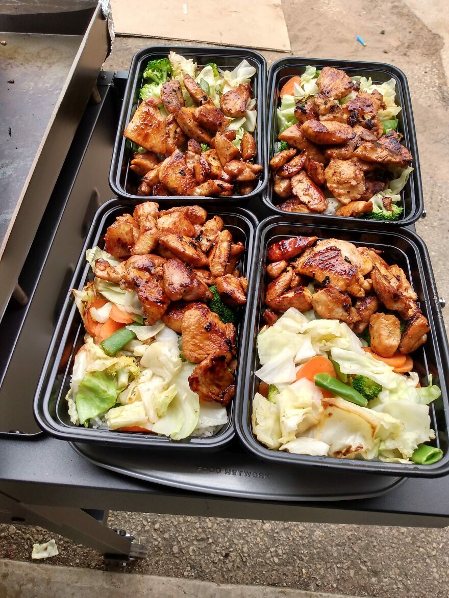 Chicken Teriyaki On The Flat Top. Teriyaki Sauce Made From Scratch