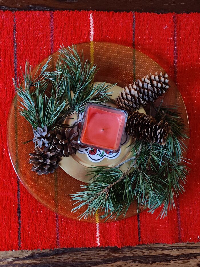 My Minimalist Coffee Table Arrangement. Of Course, The Pine Branches Had Already Fallen To The Ground