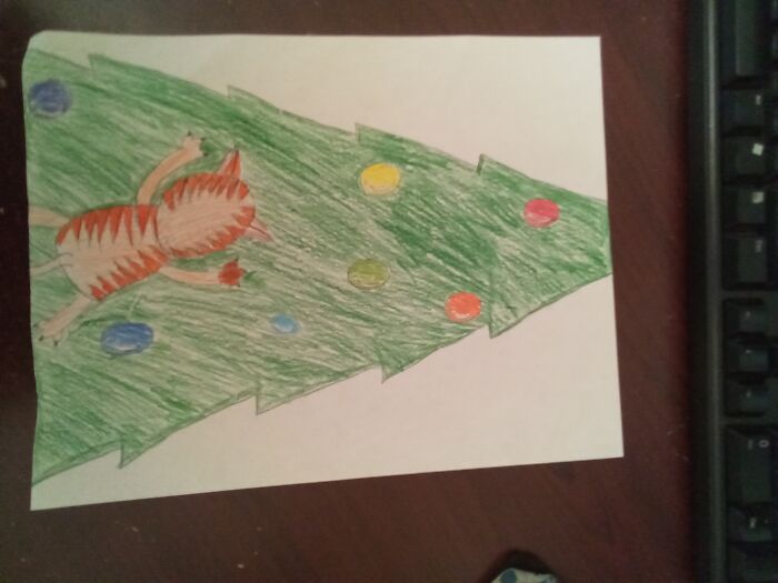 My Cat Climbing A Christmas Tree (Sorry For The Sideways Image!)