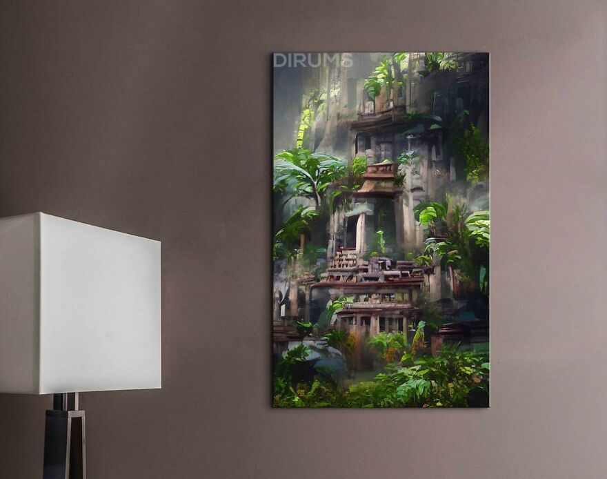 Jungle Temple Handmade Painting Digital Print On Canvas By Vivek Kumar Jungle Temple Handmade Painting Digital Print On Canvas By Vivek Kumar