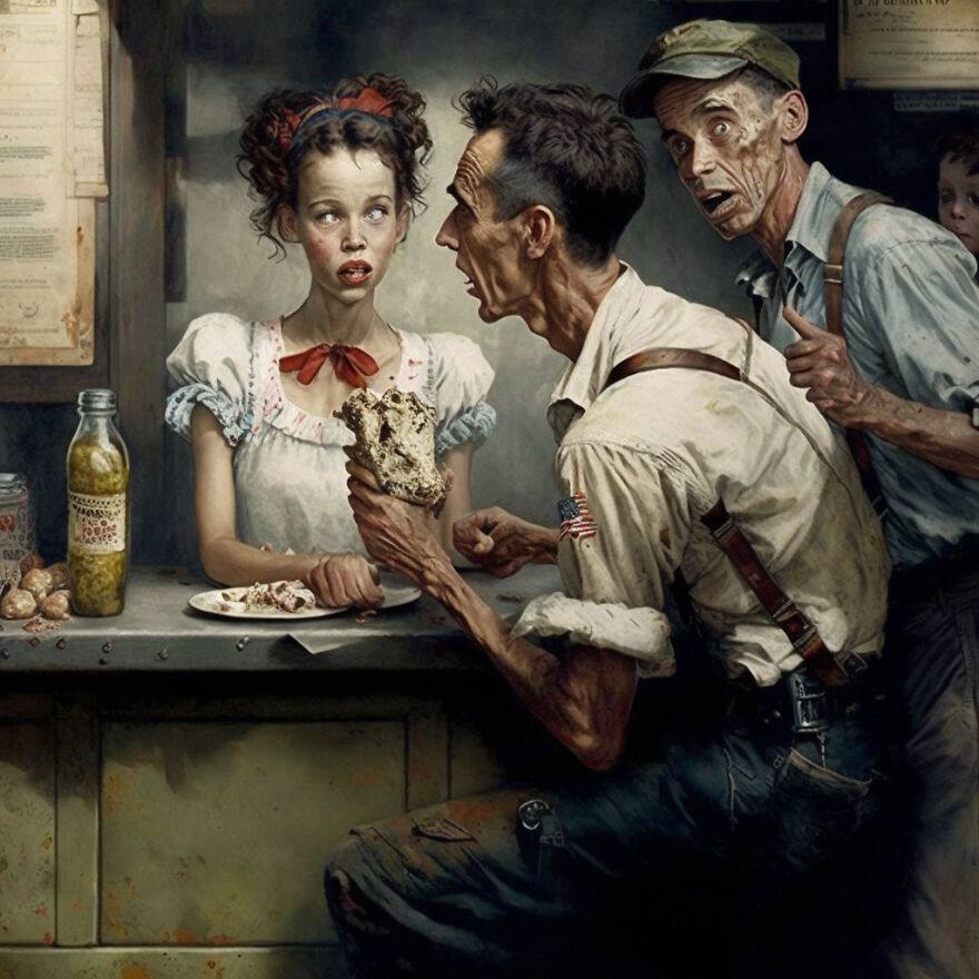 I Wondered How Painter Norman Rockwell Would Portray Christmas Zombies, And Here Are 21 Images Generated With An Ai