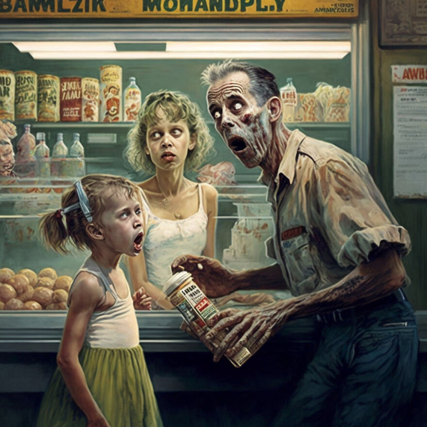 I Wondered How Painter Norman Rockwell Would Portray Christmas Zombies, And Here Are 21 Images Generated With An Ai