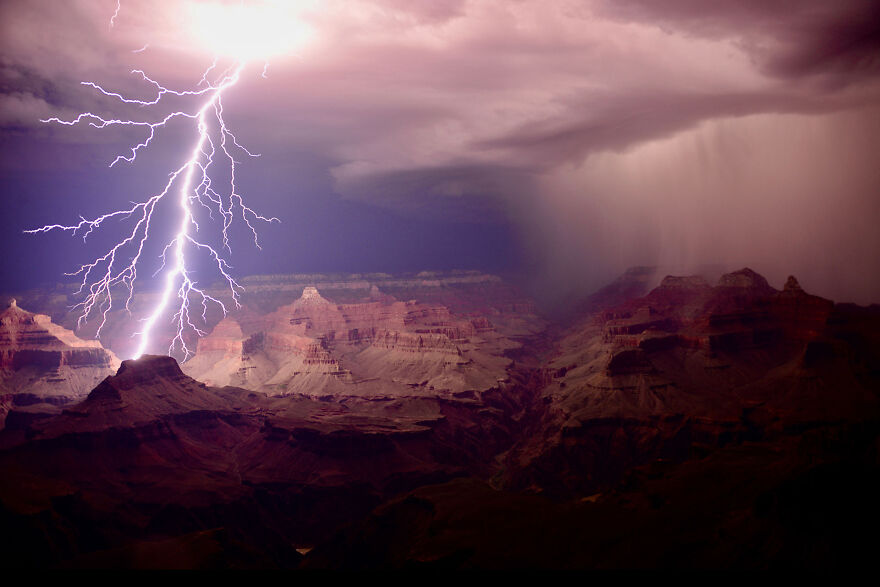 Category Landscapes: Highly Commended, 'Lightning Up The Grand Canyon' By Raul Mostoslavsky