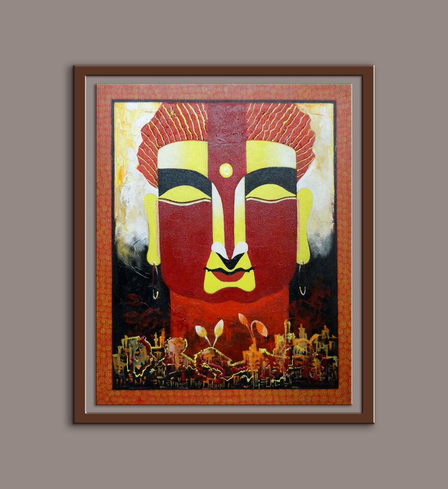 The Buddha Paintings Colorful In Background Red In Color Wall Art For Home By Kankana Pal The Buddha Paintings Colorful In Background Red In Color Wall Art For Home By Kankana Pal