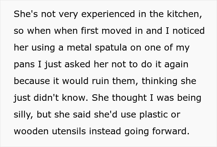 Woman Gets Dubbed 'Ridiculous' For Not Allowing Roommate To Use Her New Cookware As She Ruined The Old Ones