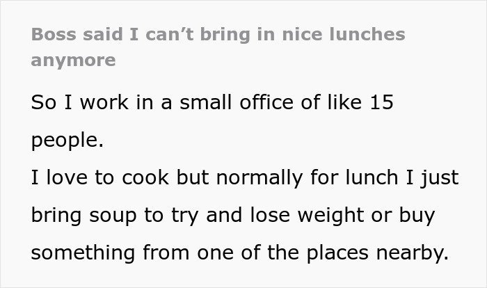 Jealous Boss Tells Employee He&rsquo;s No Longer Allowed To Bring In &ldquo;Elaborate Lunches&rdquo;