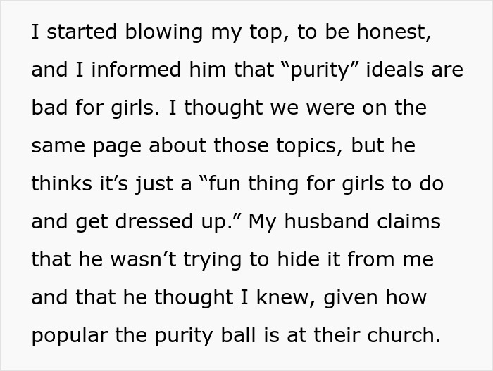 Woman Prohibits MIL From Taking Her 9 Y.O. Daughter To Church &ldquo;Purity Ball,&rdquo; Gets Called A Jerk