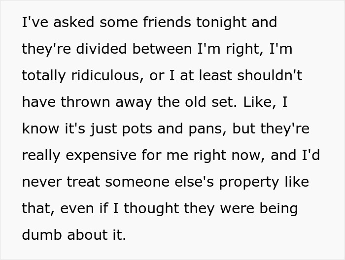 Woman Gets Dubbed 'Ridiculous' For Not Allowing Roommate To Use Her New Cookware As She Ruined The Old Ones