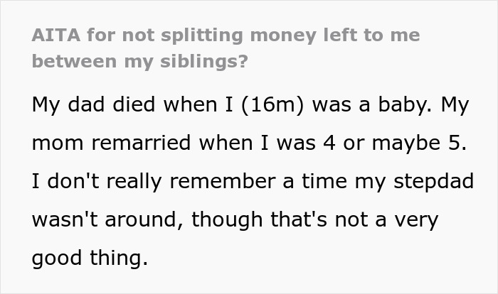 Parents Furious Their 16 Y.O. Straight Up Refuses To Divide Up His Late Aunt’s Inheritance With 4 Other Siblings Parents Furious Their 16 Y.O. Straight Up Refuses To Divide Up His Late Aunt’s Inheritance With 4 Other Siblings