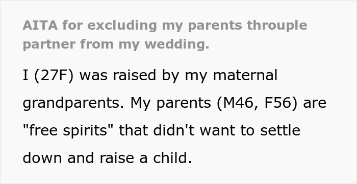 Bride Bans Polyamorous Parents' Throuple Partner From Her Wedding And Asks Folks Online If She's The Bad Guy