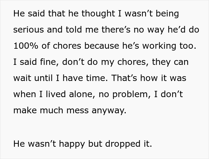 30 Y.O. Woman Asked To &lsquo;Grow Up&rsquo; By Her Boyfriend For Not Doing Any Chores After Warning Him In Advance She Won&rsquo;t Be Able To