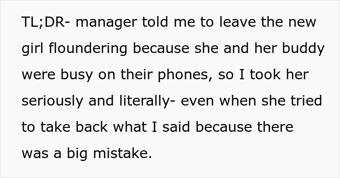 Manager Tells Waitress To Leave The New Girl Alone Or She'll Lose Her Tips While She Just Sits On Their Phones, Regrets It When Things Get Out Of Hand