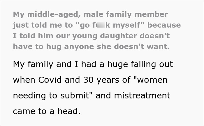 Woman Told To &ldquo;Go Screw Herself&rdquo; After She Stuck Up For Her Daughter Who Didn&rsquo;t Want To Hug A Relative