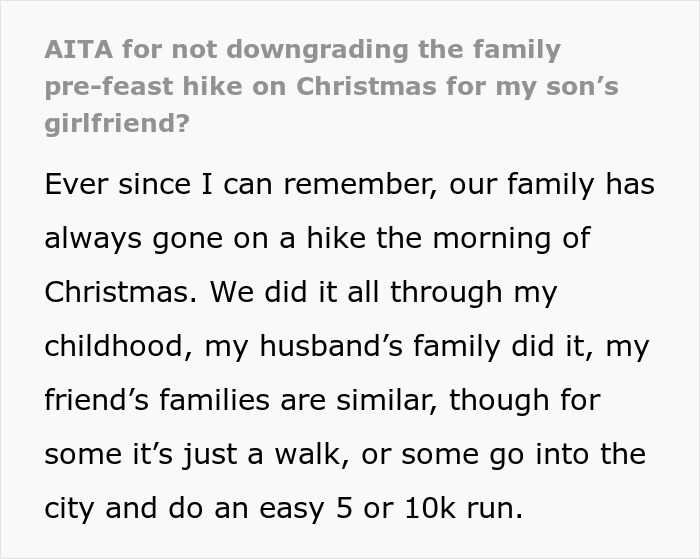 Mom Refuses To Cancel Family Christmas Hike For Son&rsquo;s &ldquo;Out Of Shape&rdquo; Girlfriend