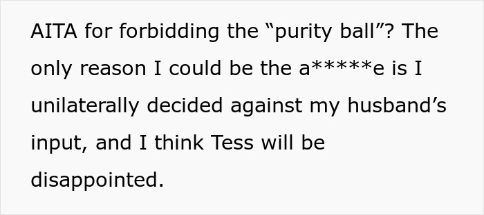 Woman Prohibits MIL From Taking Her 9 Y.O. Daughter To Church &ldquo;Purity Ball,&rdquo; Gets Called A Jerk