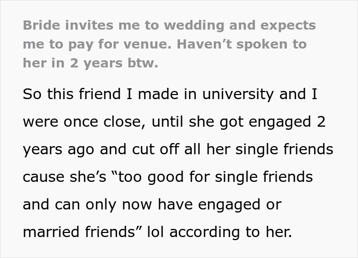 &ldquo;Bride Invites Me To Wedding And Expects Me To Pay For Venue&rdquo;: Woman Shares How She Got A Wedding Invitation That Came With A $550 Fee