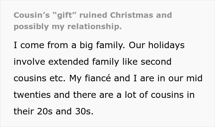 "Cousin&rsquo;s 'Gift' Ruined Christmas And Possibly My Relationship"