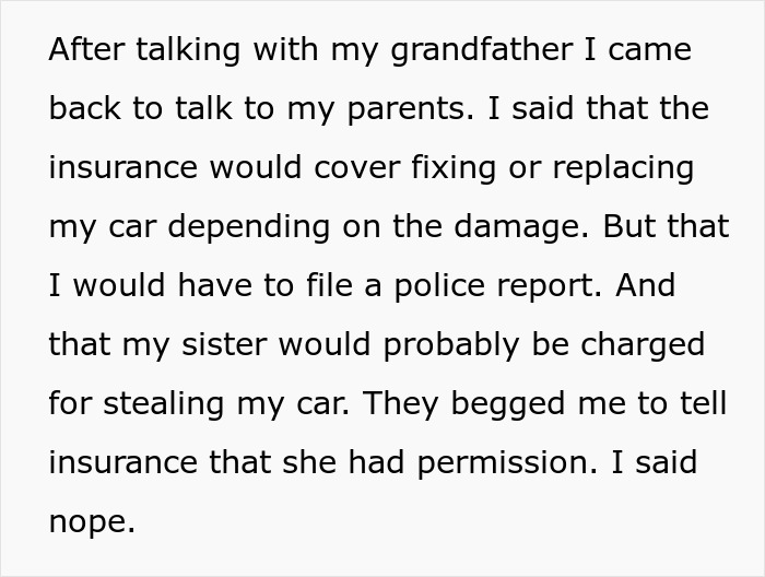 &ldquo;Am I A Jerk For Making My Parents Choose Between My Sister Going To Jail Or Replacing My Car With Their Vacation Money&rdquo;