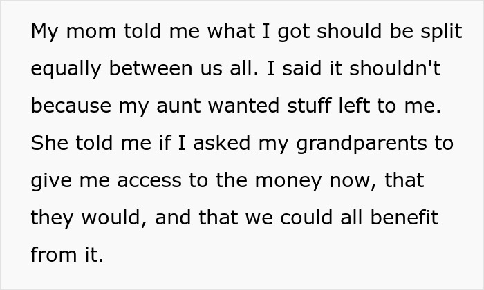 Parents Furious Their 16 Y.O. Straight Up Refuses To Divide Up His Late Aunt’s Inheritance With 4 Other Siblings Parents Furious Their 16 Y.O. Straight Up Refuses To Divide Up His Late Aunt’s Inheritance With 4 Other Siblings