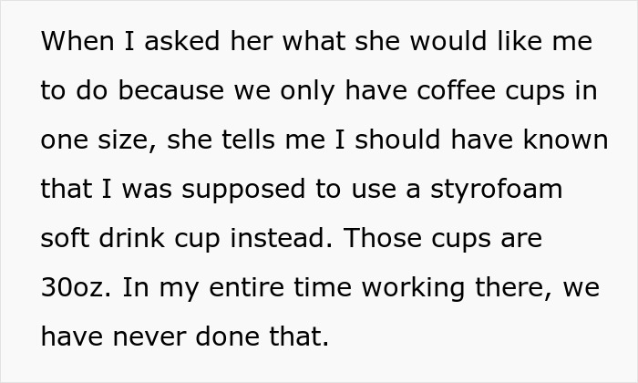 Manager Yells At Employee And Makes Up A New Rule For One Specific Customer, Employee Maliciously Complies And Starts Adding Free Coffee For Everyone Manager Yells At Employee And Makes Up A New Rule For One Specific Customer, Employee Maliciously Complies And Starts Adding Free Coffee For Everyone