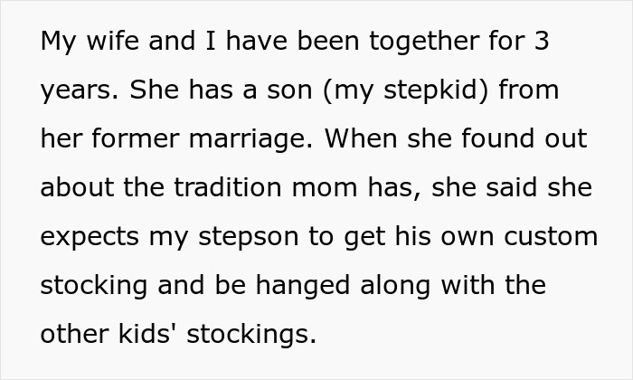 &ldquo;My Wife Refused To Drop It&rdquo;: Man&rsquo;s Family Refuses To Hang A Custom Christmas Stocking With Step-Grandchild&rsquo;s Name, So His Wife Refuses To Join Their Celebrations