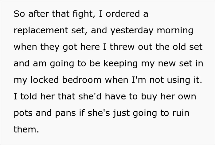 Woman Gets Dubbed 'Ridiculous' For Not Allowing Roommate To Use Her New Cookware As She Ruined The Old Ones