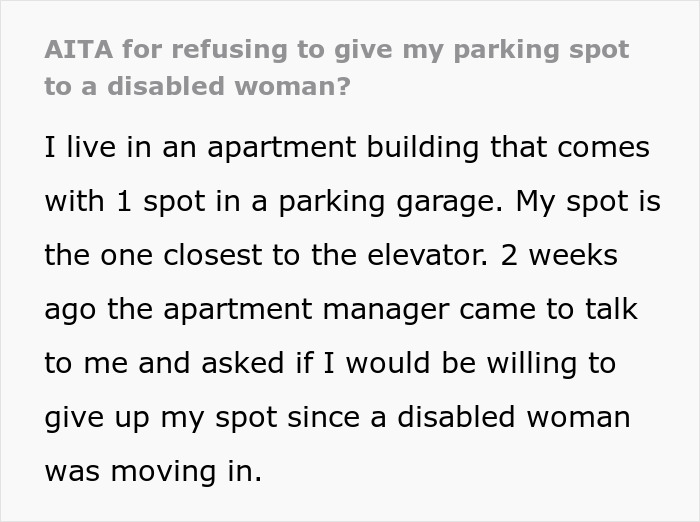 &ldquo;[Am I The Jerk] For Refusing To Give My Parking Spot To A Disabled Woman?&rdquo;