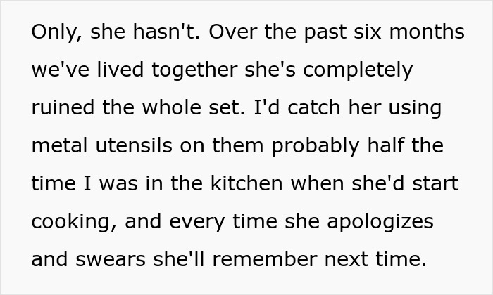 Woman Gets Dubbed 'Ridiculous' For Not Allowing Roommate To Use Her New Cookware As She Ruined The Old Ones