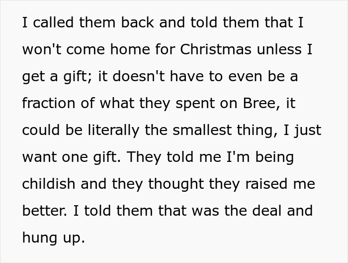 19 Y.O. Discovers Parents Got Gifts For His Sibling Despite Agreeing Not To Get Gifts For Anyone, Says He Won&rsquo;t Come Home For Christmas
