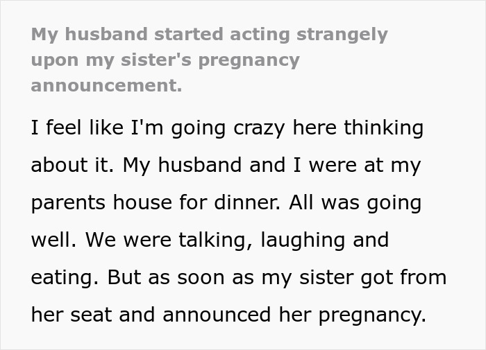 "My Husband Started Acting Strangely Upon My Sister's Pregnancy Announcement"