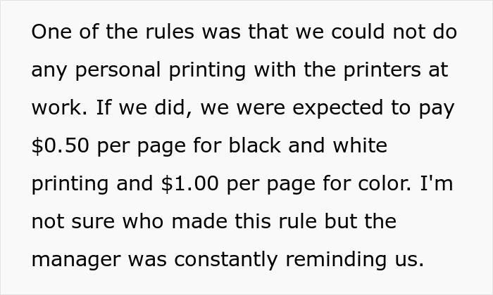 "I Have To Pay To Print Personal Stuff At Work? So Do You, Boss": Employee Gets The Perfect Petty Revenge On Their Manager