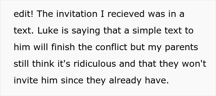 Man Wants A Personal Invitation To Christmas At In-Laws, Gets Himself And His Wife Uninvited And Tries To Put The Blame On Her