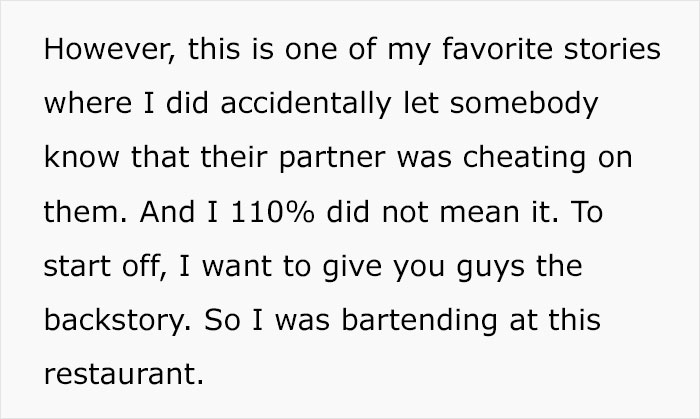 People Are Cracking Up At This Story Of A Bartender Who Accidentally Exposed A Cheating Customer Because Of Her Poor Eyesight People Are Cracking Up At This Story Of A Bartender Who Accidentally Exposed A Cheating Customer Because Of Her Poor Eyesight
