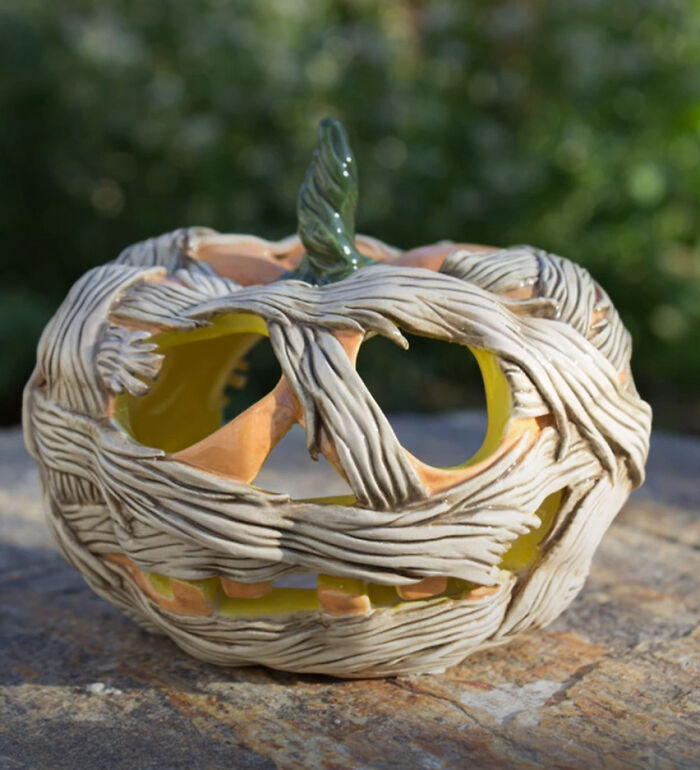 I Made A Little Ceramic Mummy Pumpkin For Halloween!