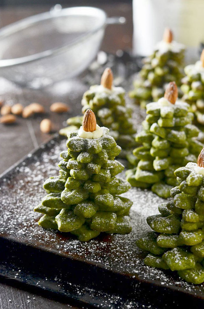 Matcha Cookie Christmas Tree Stacks