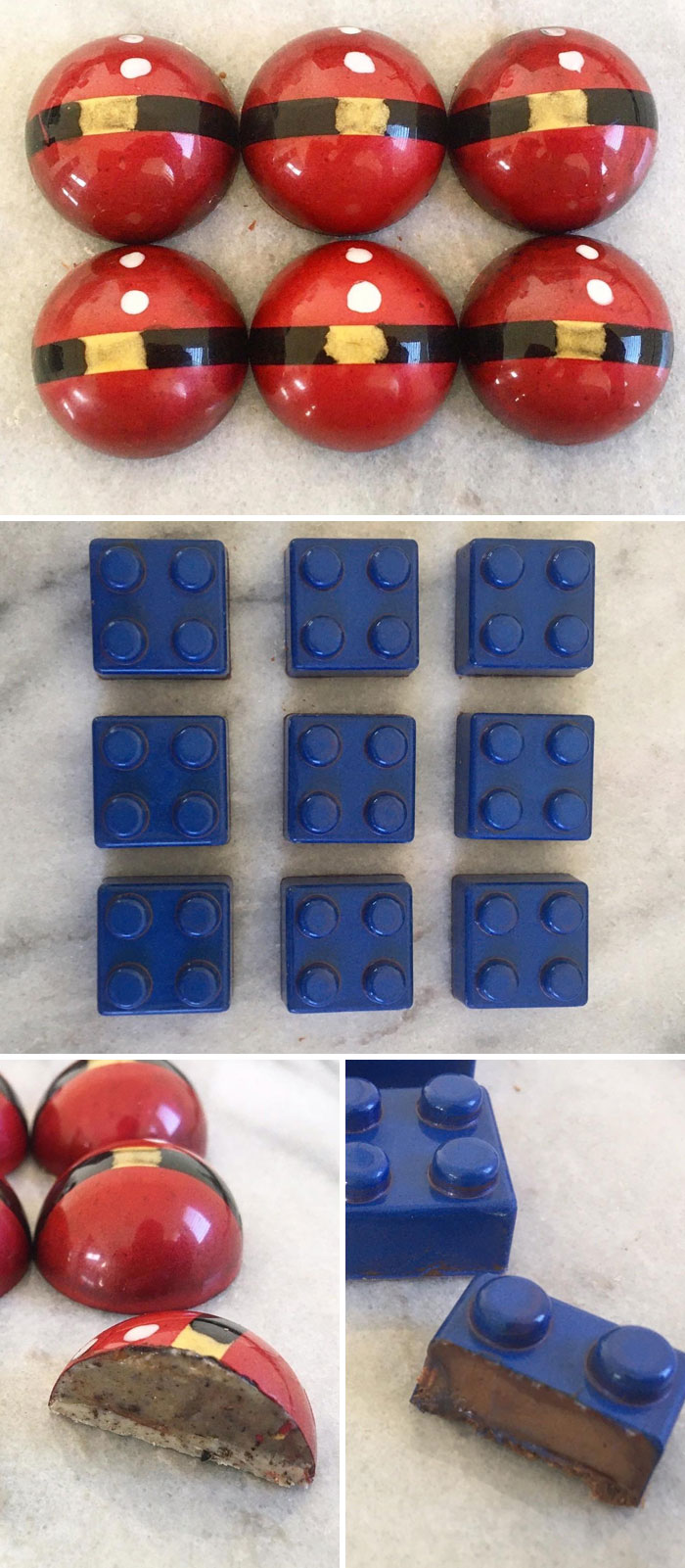 Home-Made Christmas Chocolate Bonbons, Cookies And Cream And Gingerbread And Speculaas